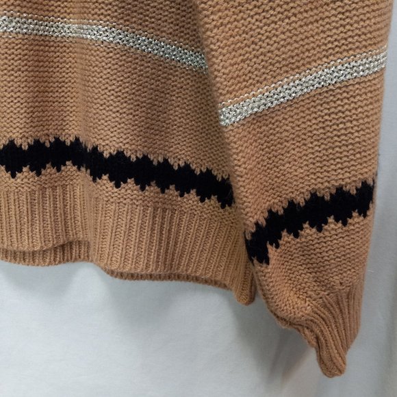Unbranded tan, silver, black pullover knit winter sweater size XL (T-334) - Picture 6 of 7